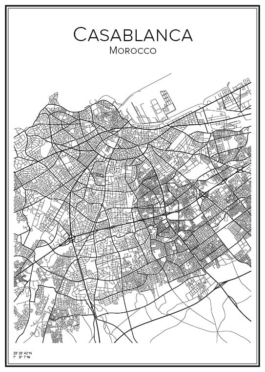 Stadskarta över Casablanca