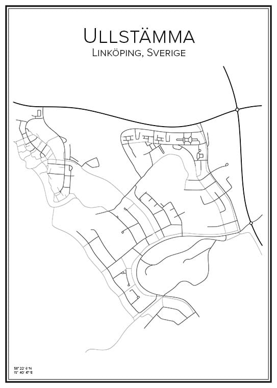 Stadskarta över ullstämma i Linköping