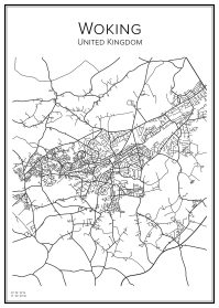 Stadskarta över Woking