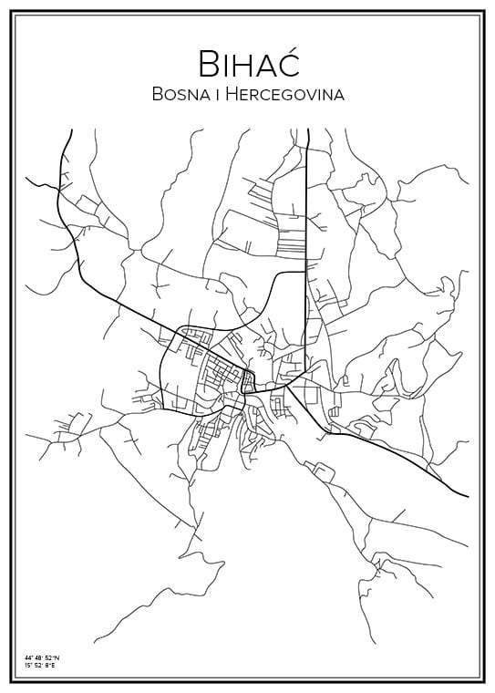 Stadskarta över Bihać