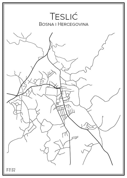 Stadskarta över Teslić