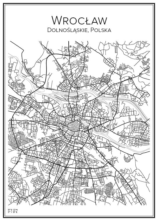 Stadskarta över Wrocław