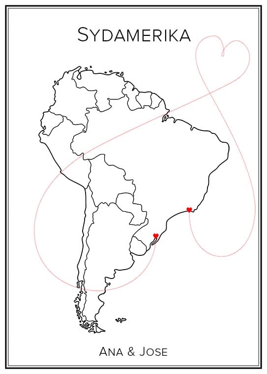 Sydamerika Kärlekskarta