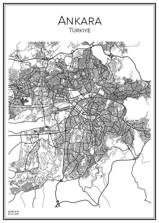 Stadskarta över Ankara