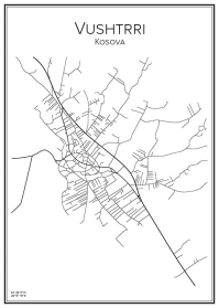 Stadskarta över Vushtrri