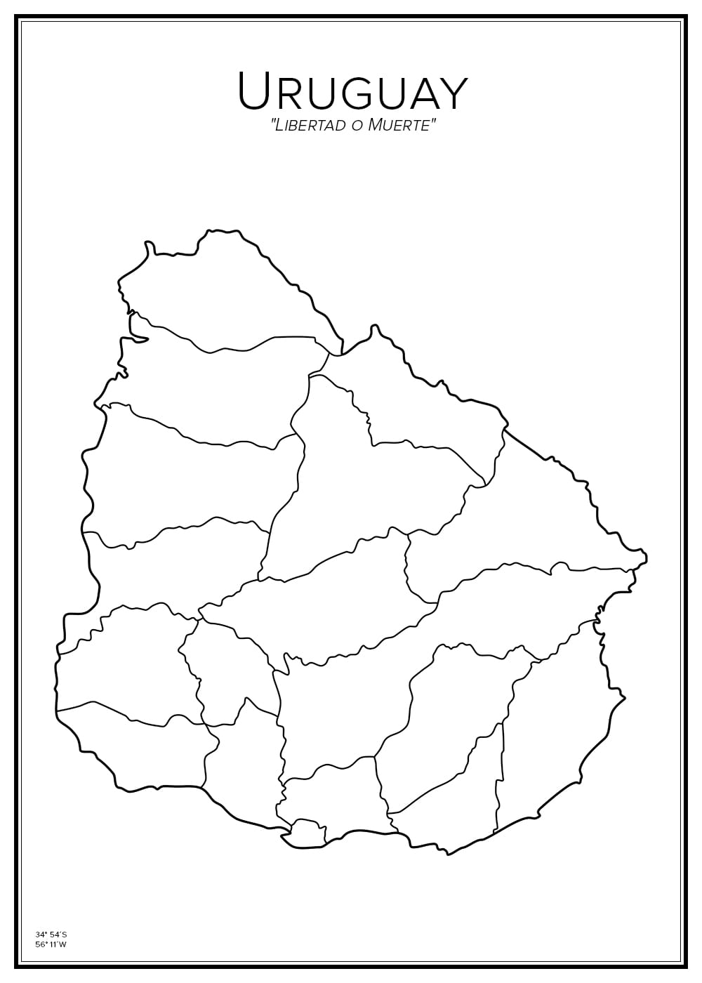 Karta över Uruguay