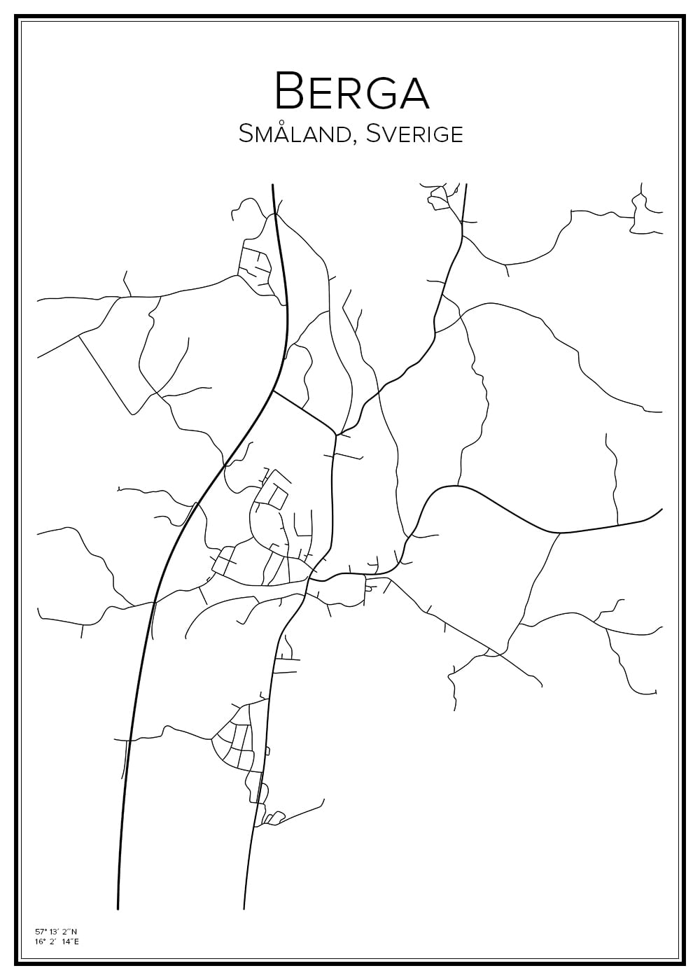Stadskarta över Berga