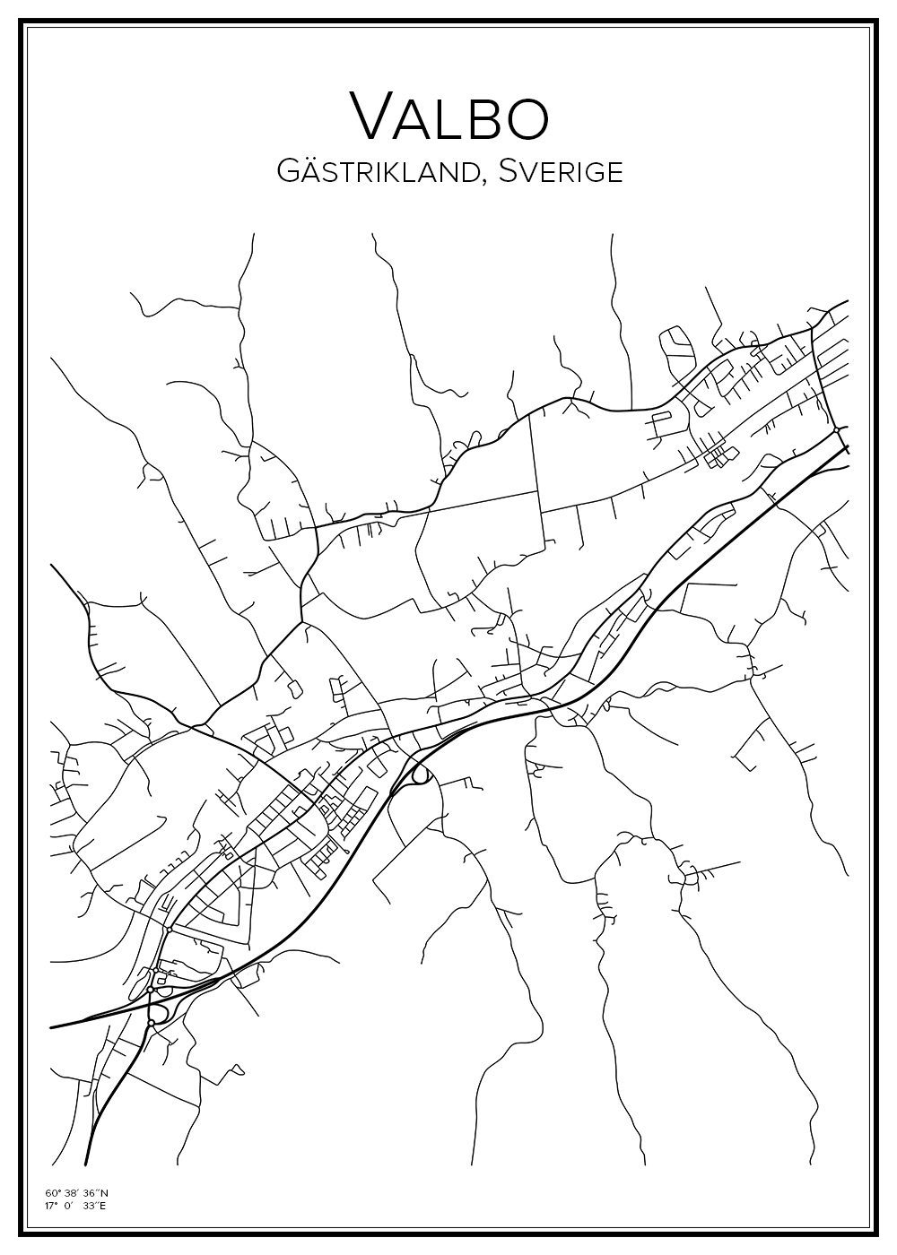 Stadskarta över Valbo