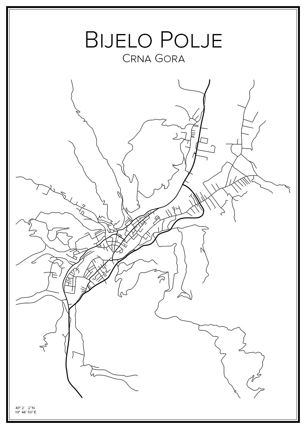 Stadskarta över Bijelo Polje