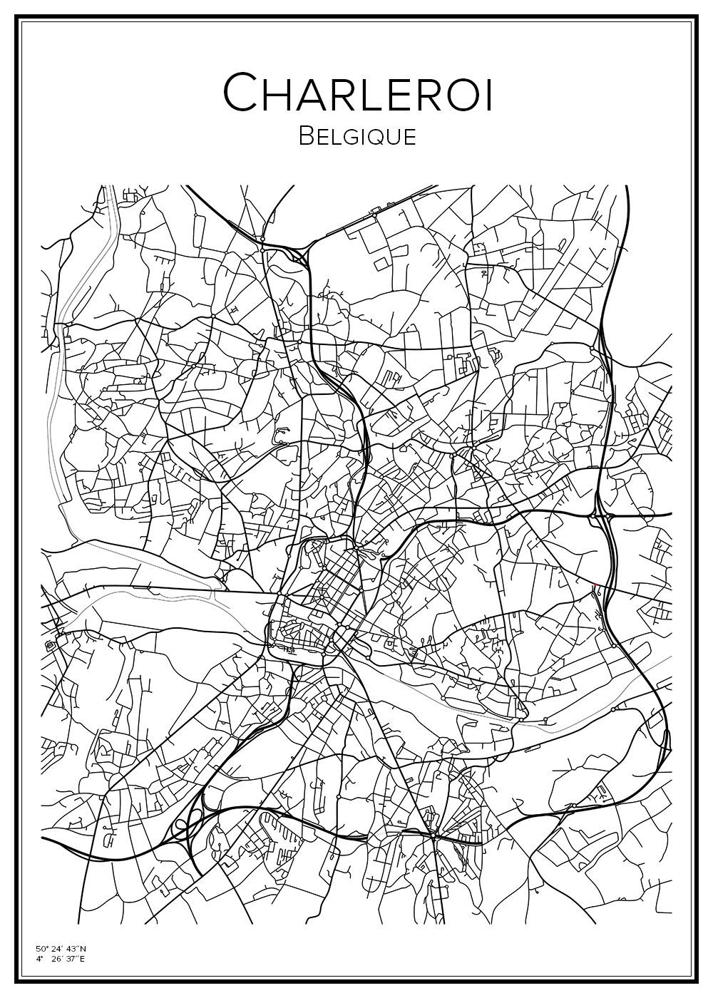 Stadskarta över Charleroi