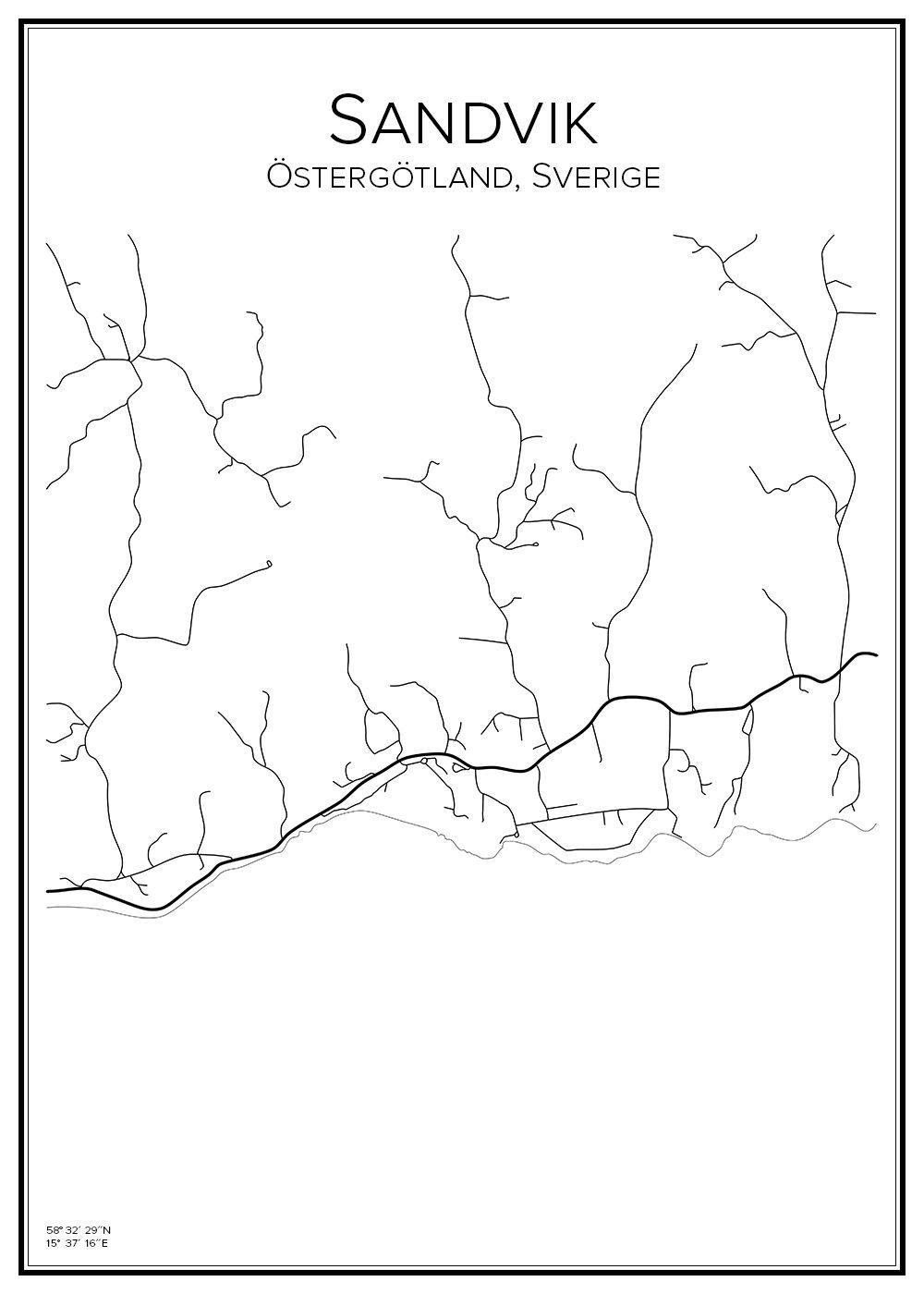 Stadskarta över Sandvik