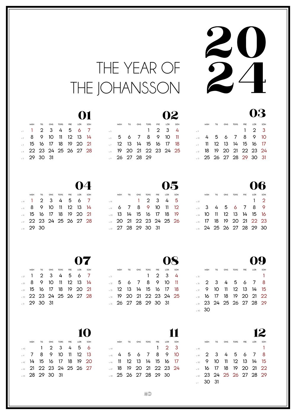 personlig kalender 2024