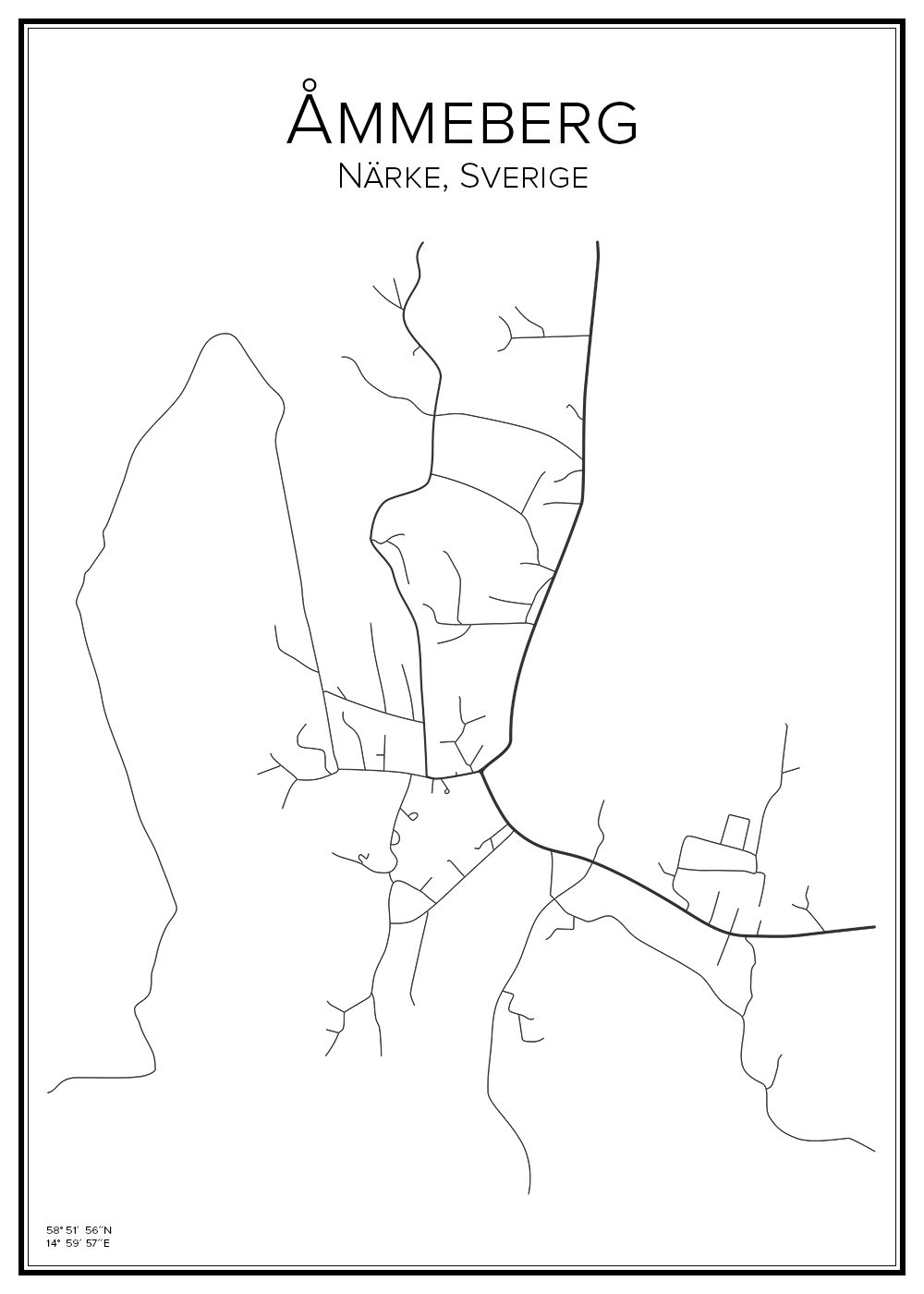 Stadskarta över Åmmeberg