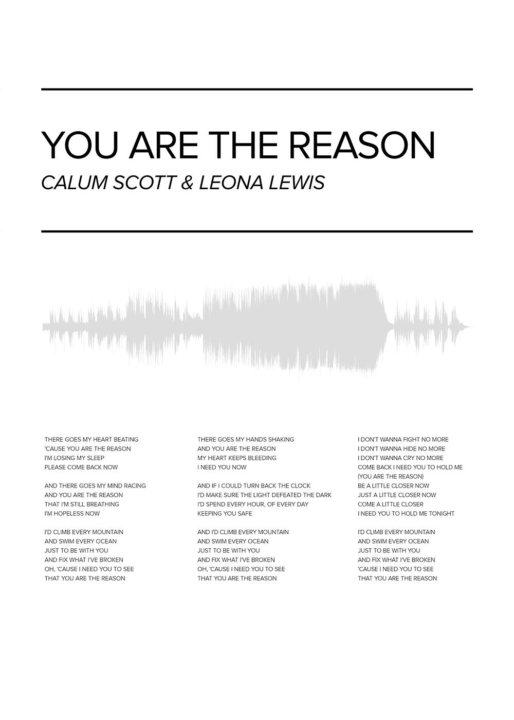 Calum Scott, Leona Lewis - You Are The Reason Poster