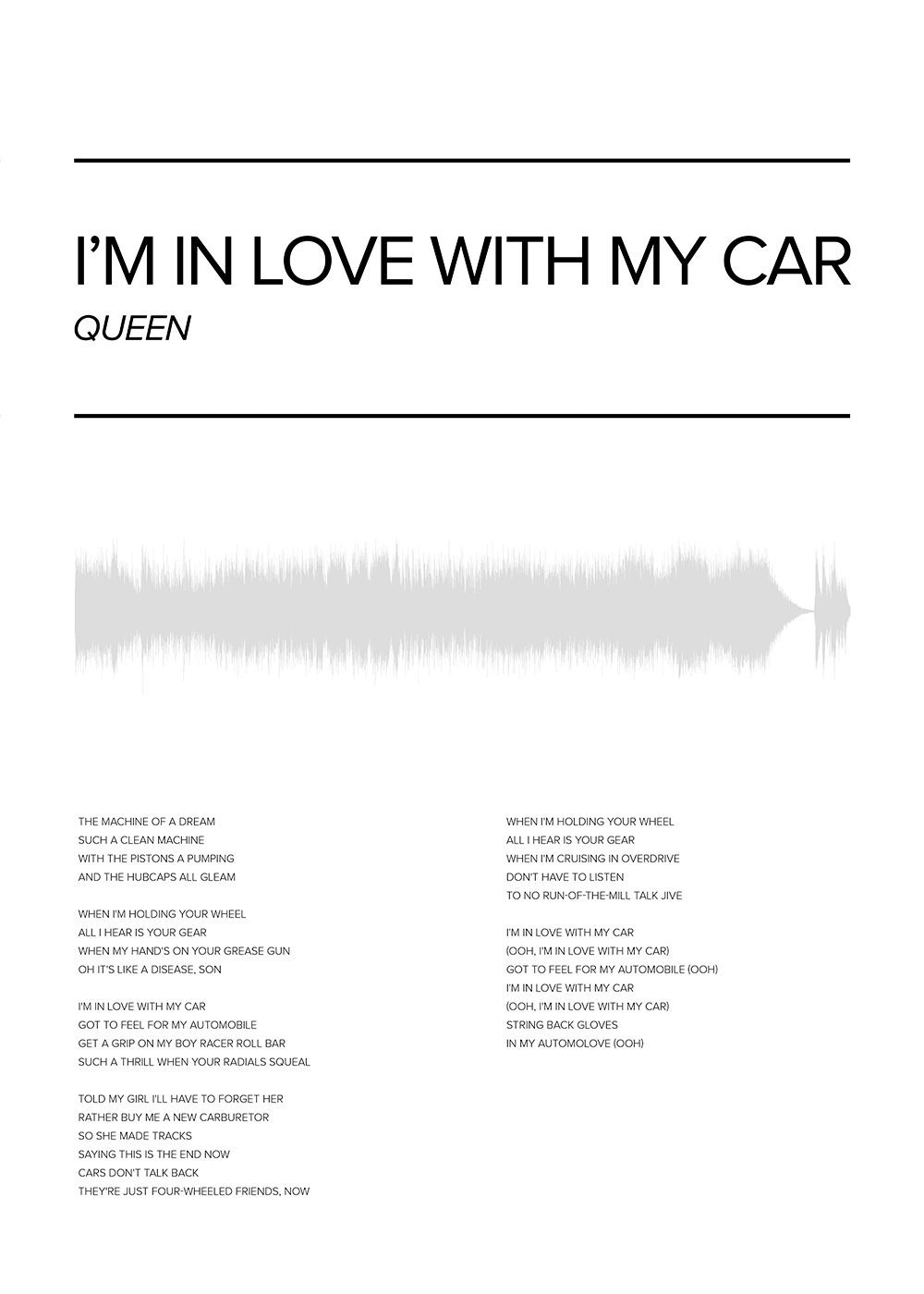 Queen - I’m In Love With My Car Poster